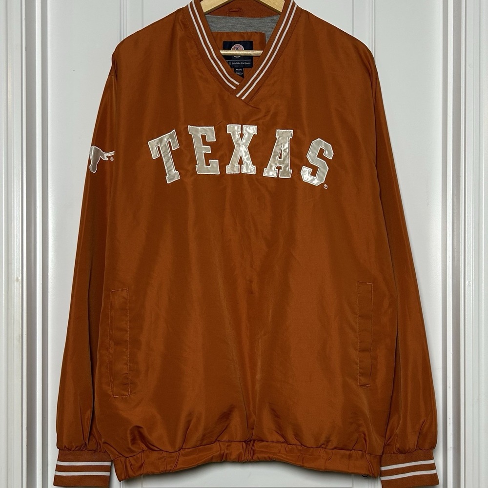 G-III Sports by Carl Banks Vintage 90s Orange Texas Longhorns V-Neck Windbreaker